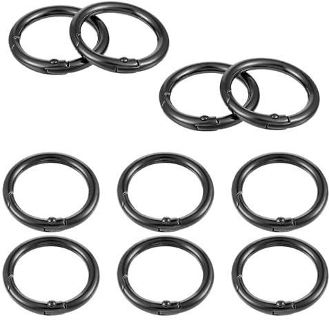 Yuomeaz 12 anillos tóricos de resorte, llavero de clip de anillo de metal de 3,3 cm, llaveros negros, hebilla de gancho a presión para bolsos, bolsos, manualidades