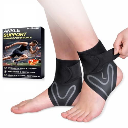 2 Piezas Tobillera Deportiva, Tobilleras Deportivas de Compresión, L