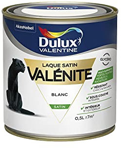 Dulux Valentine Peinture Laque Valénite Glycéro multisupport intérieur-extérieur – Grande résistance pour boiseries et ferronneries - aspect Satin Blanc 0,5L