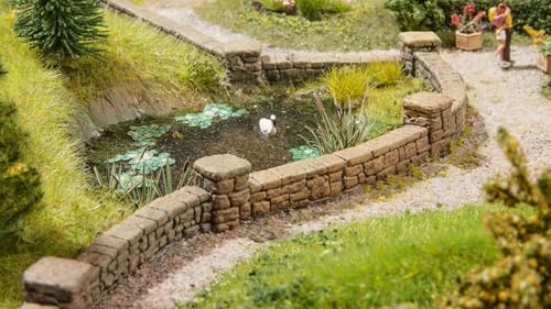NOCH Mauern aus Sandstein, handbemalte Modellbau Mauern, 104 cm für Spurweite H0 perfekt auch für Dioramen und Modelllandschaften
