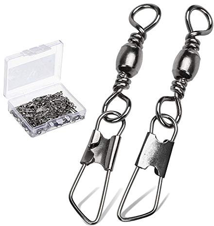9Tong Edelstahl Stahl Schnapp Wirbel Salzwasser Hohe Festigkeit Schnappschüsse Fass Linie Verbinder Angelwirbel Fass Sicherheitsverschluss Zubehör für Angelgeräte aus Edelstahl 50pcs 31lbs