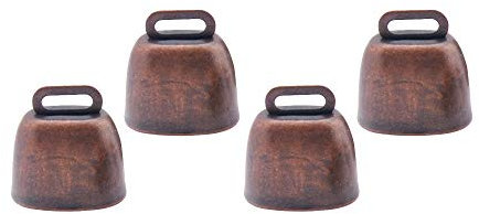 Nifocc Lot de 4 cloches en cuivre pour chien chat animal domestique Vache Cheval Mouton Pâturage Petites cloches en laiton Cloches anti-perte – Rouge bronze