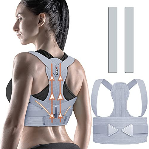 ZINUU Posture Corrector Women and Men, Back Brace Posture Corrector with Adjustable Breathable Upper Back Straightener for Relief Back Pain and Posture Correction (Waist 27'-47')