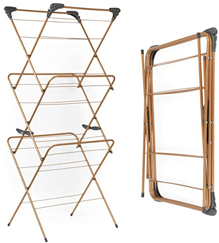 Beldray LA089397GRYU7 Klappbar Wäscheständer - wäschetrockner stander mit drei Ebenen, Erweiterbar Wäscheturm mit 15m Trockenraum, 7kg Gewichtskapazität, Haken zum Aufhängen von Kleidung, 150 Years