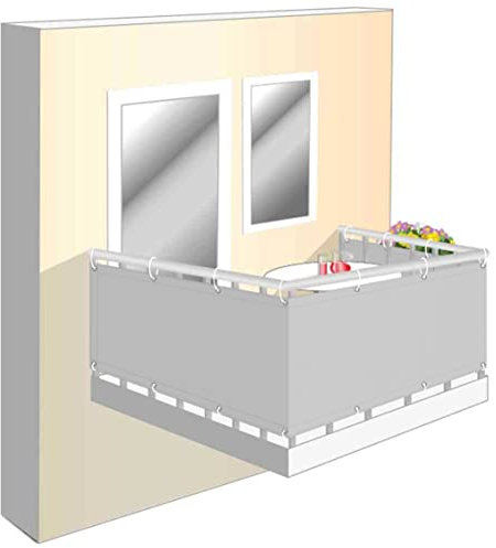 Wind and Privacy Screen Fabric for Balcony, 80 x 450 cm, Balcony Covering, Privacy Screen, Easy to Assemble thanks to Eyelets, Privacy Screen/Balcony for Balcony Railings, Patio and Garden,