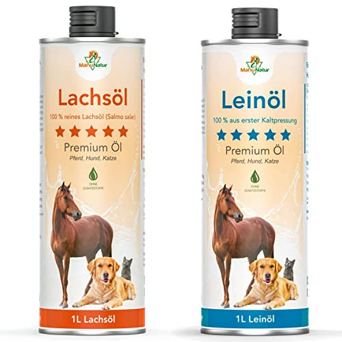 Hunde Barf-Öl Set je 1 L Leinöl und 1 L Lachsöl I Barf Öl, Barf Zusatz Hund Ergänzung I Naturprodukt