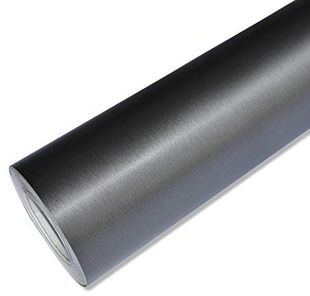 10,66€/m² Alu gebürstet Auto Folie mit Struktur Blasenfrei Luftkanäle -/ Brushed Design (Anthrazit, 1m x 152cm)
