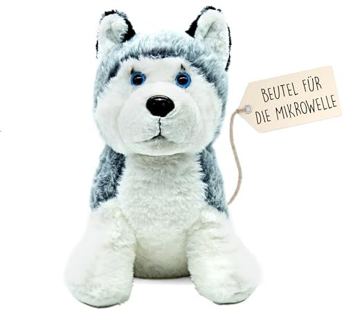 Wärmetier 23 cm - Wärme Kuscheltier - Kirschkernkissen Tier - Wärmekissen Tier - Kuscheltier Wärmekissen - Wärmekissen Baby - Wärmekissen Kuscheltier - Stofftier Husky - Abnehmbarer Saatbeutel