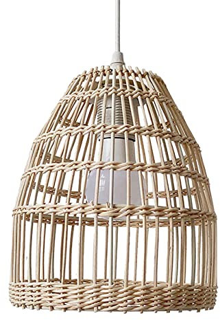 LOVIVER Boho Lampenschirm, Handgefertigter Gewebter Lampenschirm für Esszimmer, Retro-Rattan-Pendelleuchtenschirm zum Aufhängen von Licht, Lampenschirm Hängelampe für Teehaus, Schlafzimmer, Hotel