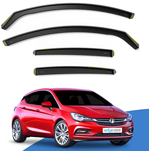 EdgeVisors Wind Deflectors | Fits: Vauxhall Astra K MK7 (2015-2022) 5 Door Hatchback 4pc Set | In-Channel Rain Guards for Wind, Rain & Sun Protection, Easy Installation - Tinted