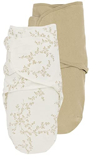 Meyco Baby Branches/Uni Pucksack 2-Pack, Premier équipement pour bébé (Tissu Puck pour Les bébés de 4 à 6 Mois, Confort de Sommeil Doux, Respirant et Absorbant l'humidité, Aide au Sommeil), Sable