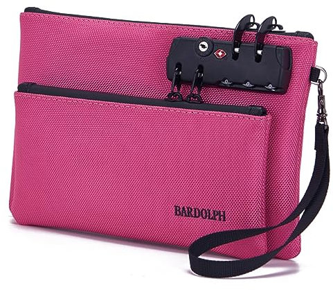 Geldtasche mit Schloss, doppellagig, für Herren und Damen, verschließbar, Zubehörtasche, Banktasche, Reisepässe, Notarbedarf, wertvolle Aufbewahrungstasche, Bargeldtasche und Reißverschluss