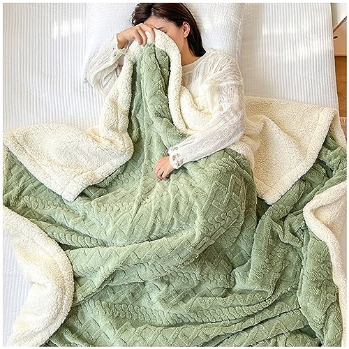 NUODWELL Sherpa Fleece Throw Blanket - Fluffy Fuzzy Double-Sided Soft Warm Jacquard Coral Fleece Blanket for Bed, Sofa, Couch (150 * 200 cm, Fruit Green)