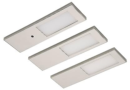 Rolux 3er Set LED Küchen Unterbauleuchte je 3,5 W warmweiss Edelstahl Optik Flächen-LED