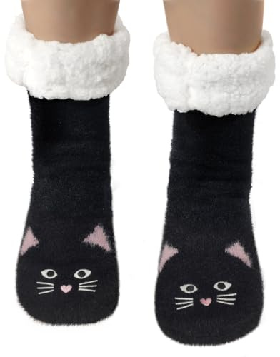 Blu Ninfee Chaussettes Douillettes pour Femme 39-42 35-38 - D'Hiver Thermiques Moelleuses - De Maison Doublées Antidérapantes et Chaudes