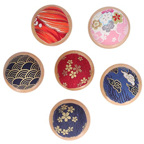 6 Stück Nadelkissen mit Holzsockel, Guter Halter für Nähnadeln, Bastelarbeiten, Heimdekorationen