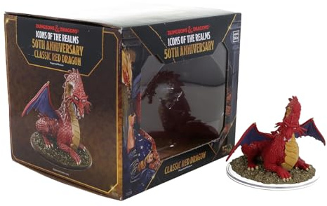 WizKids D&D Icons of The Realms: 50th Anniversary - Classic Red Dragon Boxed Miniature | Dungeons and Dragons Figure