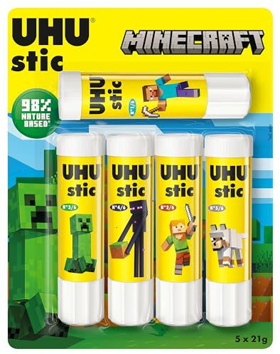 UHU Stic Sonic Limited Edition Collezionabili, Colla Stick per la Scuola Adatta ai Bambini, Senza Solventi, Colla Sicura per i Lavoretti, Box Composta da 5 Stick da 21g