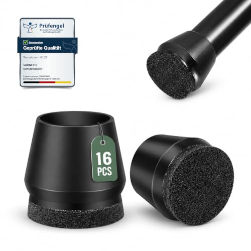 VABNEER 16 stycken 18–20 mm stolbensskydd runda med filttassar | Stolben i silikon med integrerad filt för golvskydd och tystare glidning