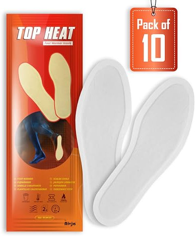 TOP HEAT Fußwärmer - 10 Paar - 8 Stunden warmer Fuß - luftaktiviert - Sofortige Wärme - 100% natürliche Wärme - Mittel (39-41)