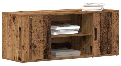 vidaXL rustikaler TV-Ständer aus altem Holz mit viel Stauraum | MDF-Unterhaltungszentrum mit 2 Regalen, ideal für Wohnzimmer und Heimkino, Vintage-Stil, langlebiges Design für Medien