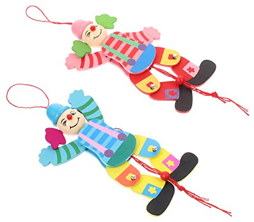 PartyKindom 2stücke Holz Marionetten Clown Puppen Interaktives Spielzeug Für Handpuppen Aus Holz Lustige Marionetten Für Puppentheater Und Kreative Spielstunden Zufällige Farben
