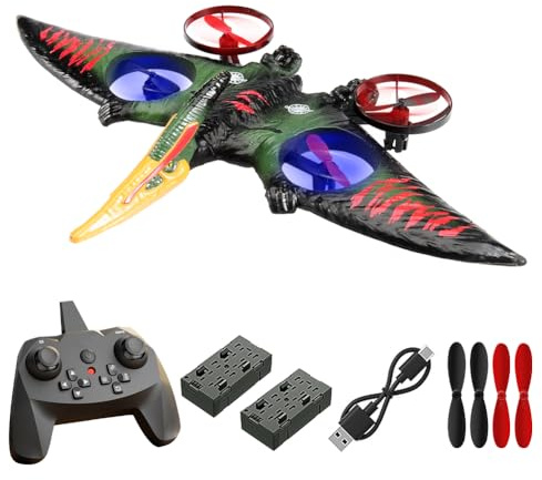 Pterodactyl Dinosaurie-leksaksdrönare för barn, lätt att flyga, drake, fjärrstyrt flygplan, flygande leksaker, födelsedagspresenter för pojkar, hobby, fjärrstyrt flygplan (grön)