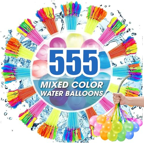 555 Water Balloons for Kids, Water Balloon Self Sealing Quick Easy Fill, Colorful Water Balls Bombs for Outdoor Activities, Beach, Pool Parties, Family Gatherings, Children Summer Fun