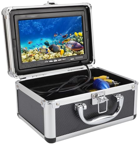 Goshyda Undervattensfiskekamera, 1080p HD Fish Finder med 195 ° Vidvinkelvy och 7 Tum Skärm, för Ice Lake Boat Kayak Fishing, 20m Kabel (EU)