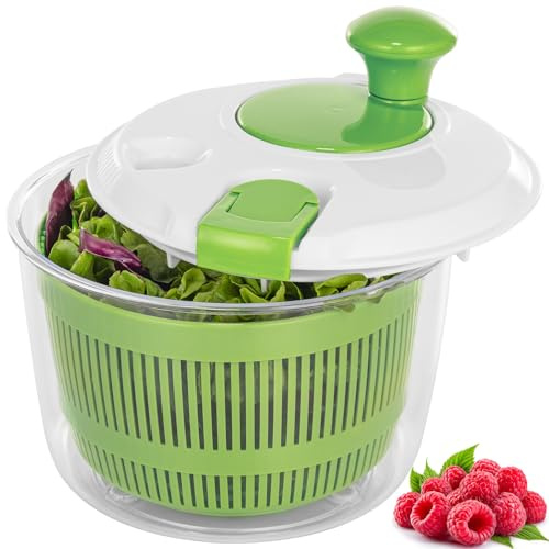 Vihoom Essoreuse à Salade 3L, Mini Essoreuse Salade avec Entraînement par Manivelle et Saladier, Base Antidérapante, Salad Spinner pour Le Lave et sèche Rapidement Les Légumes et Les Fruits