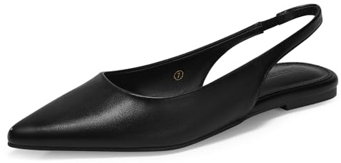 Coutgo Womens Slingback Flats Pointed Closed Toe Ballet Flats Comfortable Slip On Work Dress Shoes, Black, Size 8