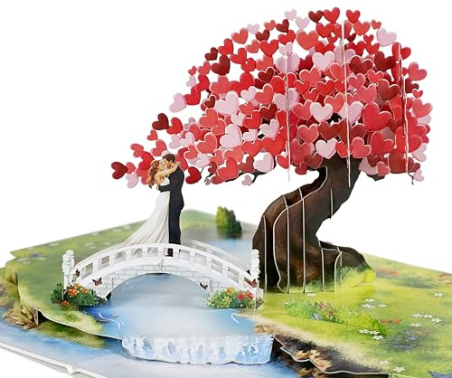 CUTPOPUP Love Tree Pop Up Anniversary Cards, 3D Wedding Anniversary Card for Him Her Wife Husband Mum Dad, Birthday Card, Mothers Day, Happy Valentines Day Cards Romantic (Bridge) US8-LO201UK
