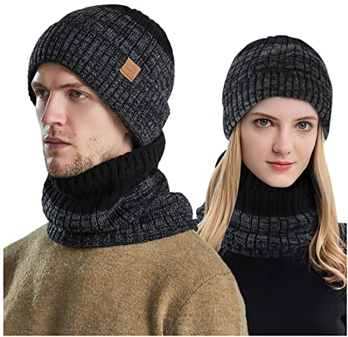Trapper hatt – huva för vuxna stickade och vindtäta hattar vinterstickade mössor för män varma coif-hattar roliga barnmössor, svart, one size