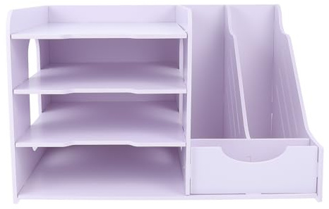 SEWACC Étagère de Rangement pour Dossiers de Bureau Multi-niveaux, Porte-documents Simple en Plastique Écologique, Support de Classement Compartiments Latéraux, Organiseur Pratique