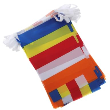 Holibanna Drapeau Bouddhiste Prière 5 Couleurs en Polyester pour Décor de Temple et Lieu de Culte Suspendu
