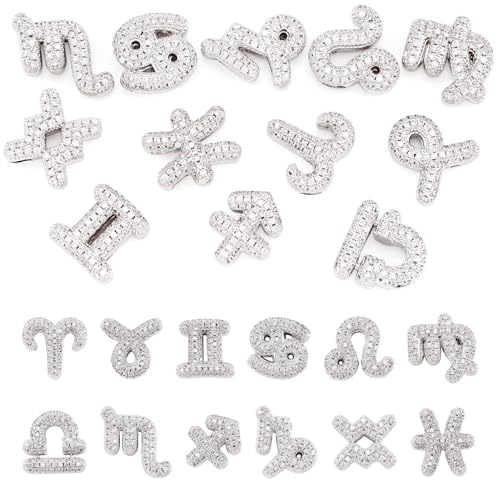 Cheriswelry mässing tolv stjärnbilder hängen tolv stjärntecken kubisk zirkonia berlocker mässing horoskop dinglande berlocker för gör-det-själv smyckestillverkning armband