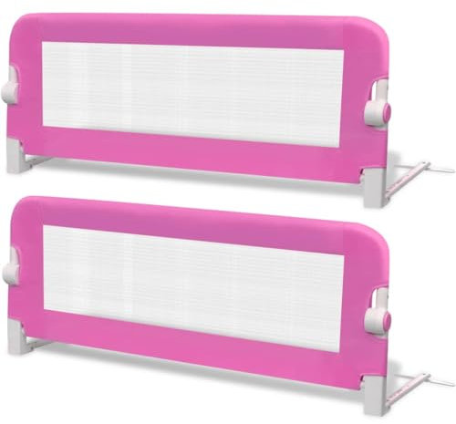vidaXL 2x Bettschutzgitter Rosa 102cm Bettgitter Kinderbettgitter Kinderbett