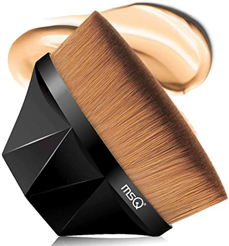 MSQ Foundation Pinsel Kabuki Flat Top Gesicht Pinsel Groove Design Blush zum Mischen von Flüssigkeit, Creme, Concealer Premium Professional Liquid Blending Mineral Powder Makeup Tools (Schwarz)