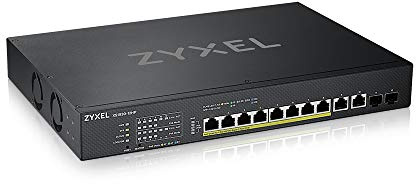 Zyxel Multi-Gigabit Switch mit 8 Ports + 2x 10G Kupfer-Ports | NebulaFlex Smart-Managed | PoE++ mit 375 W [XS1930-12HP]