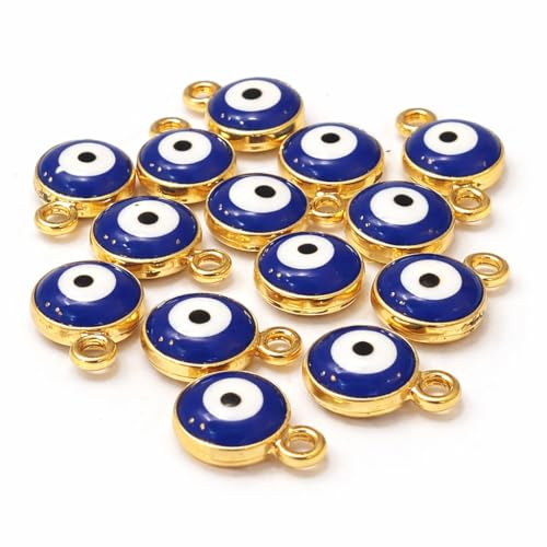 Perlin Nazar Boncugu Anhänger 10 Stück Evil Eye Schmuckanhänger Blaues Auge Charm Gold Emailliert für Armband Kette Ohrringe DIY Schmuckherstellung Nazar Boncuk Amulett Glücksbringer