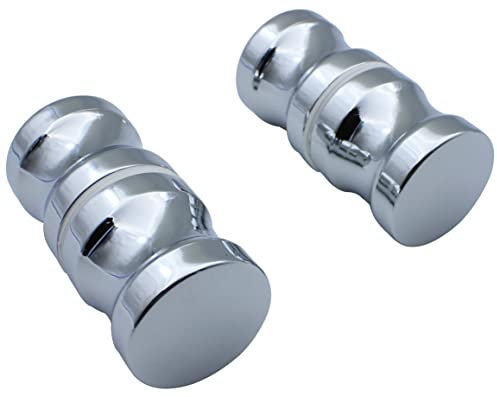 KEABATH Manopola per porta doccia, 2 paia di pomelli rotondi in vetro cromato, manopole di ricambio per box doccia, parti di ricambio per doccia e vasca da bagno