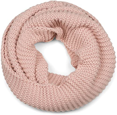 styleBREAKER Écharpe femme tricotée Loop Unicolore avec motif tricot à gauche, chaude écharpe tube tricotée hiver 01018166, couleur:Rose-