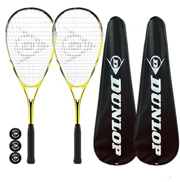 DUNLOP Hypermax Lite Squash Racket Twin Set, includes Covers & 3 Squash Balls