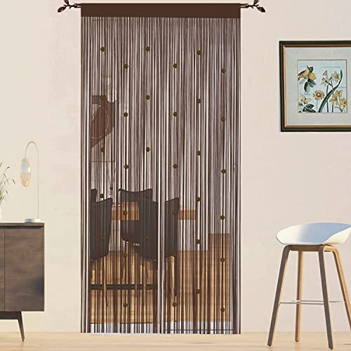 QiBoYuYe Beaded Door Curtain Fly Screen for Doors Window String Curtains Room Dividers Doorways Panel Living Bedroom Closet Drapes (coffee, 90x245cm)