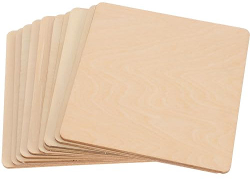 BESPORTBLE Clay Model Materials 10pcs Wood Board Unfinished Wood Plaque Blank Wooden Pieces Square Plywood Crafts Wall Tiles for Painting Craft Project School Project 10cm Natural Architecture