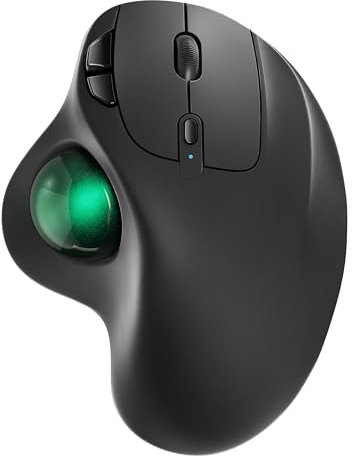 Nulea M501 Kabellose Trackball Maus, Wiederaufladbare Ergonomische Maus, Präzises und Reibungsloses Tracking, 3-Geräte-Verbindung (Bluetooth oder 2,4G USB-Empfänger), Kompatibel für Mac, Windows.