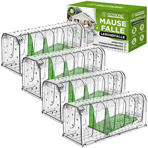 ISOTRONIC Maus Mausefalle Lebend mit Köderbox | Einfach zu Bedienen, einfach zu Reinigen | wiederverwendbar | berührungsfreie Freigabe, hochsensibler Auslösemechanismus - tierfreundlich (4)
