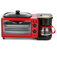 UNbit Tostadoras, 3 en 1 Máquina de Desayuno eléctrica Sandwichera Automática Multifunción Cafetera Mini Horno Hogar Pan Pizza Sartén Gofrera (Color : Rojo)