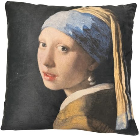 ZenXhome Dekokissen, Mädchen mit Perlenohrring, niederländisches Design, Meisterwerk für stilvollen Komfort, Design-Kissen, 40 x 40 cm
