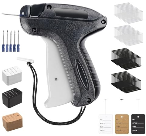 ilauke Etichettatrice della pistola della pinza, Tag di marca Etichettatrice dell'etichetta della pistola con 5 aghi di ricambio + 5000 fili + 500 tag + istruzioni, per le etichette Tag di prezzo